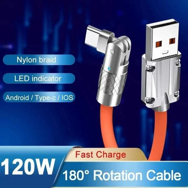 180° Rotating Fast-Charge Cable for Easy Angled Charging