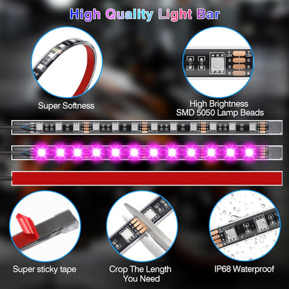 12-Piece Motorcycle LED Light Kit with Brake Light and Turn Signals