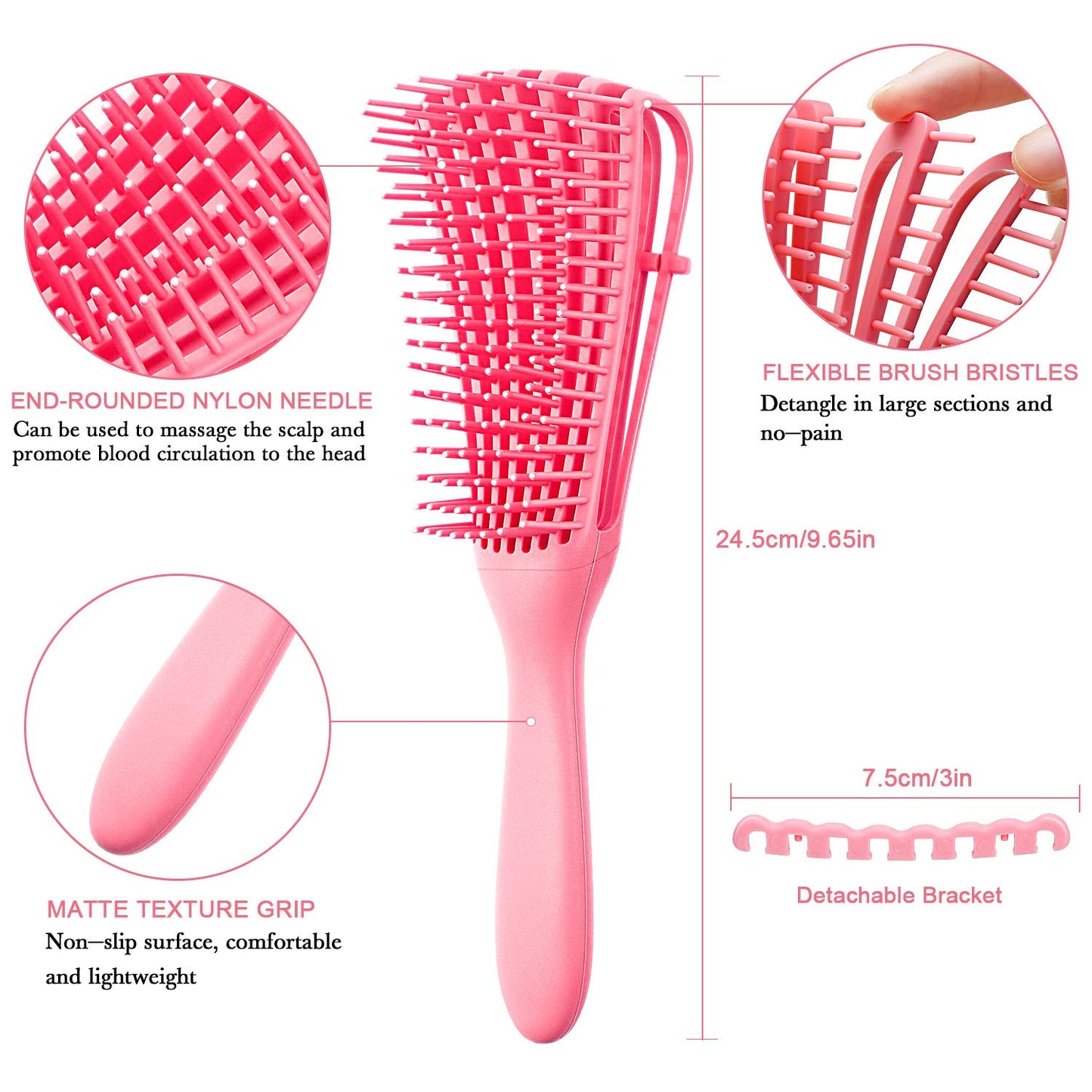 2-Pack Detangling Brush for Afro-Textured Hair (3A–4C)