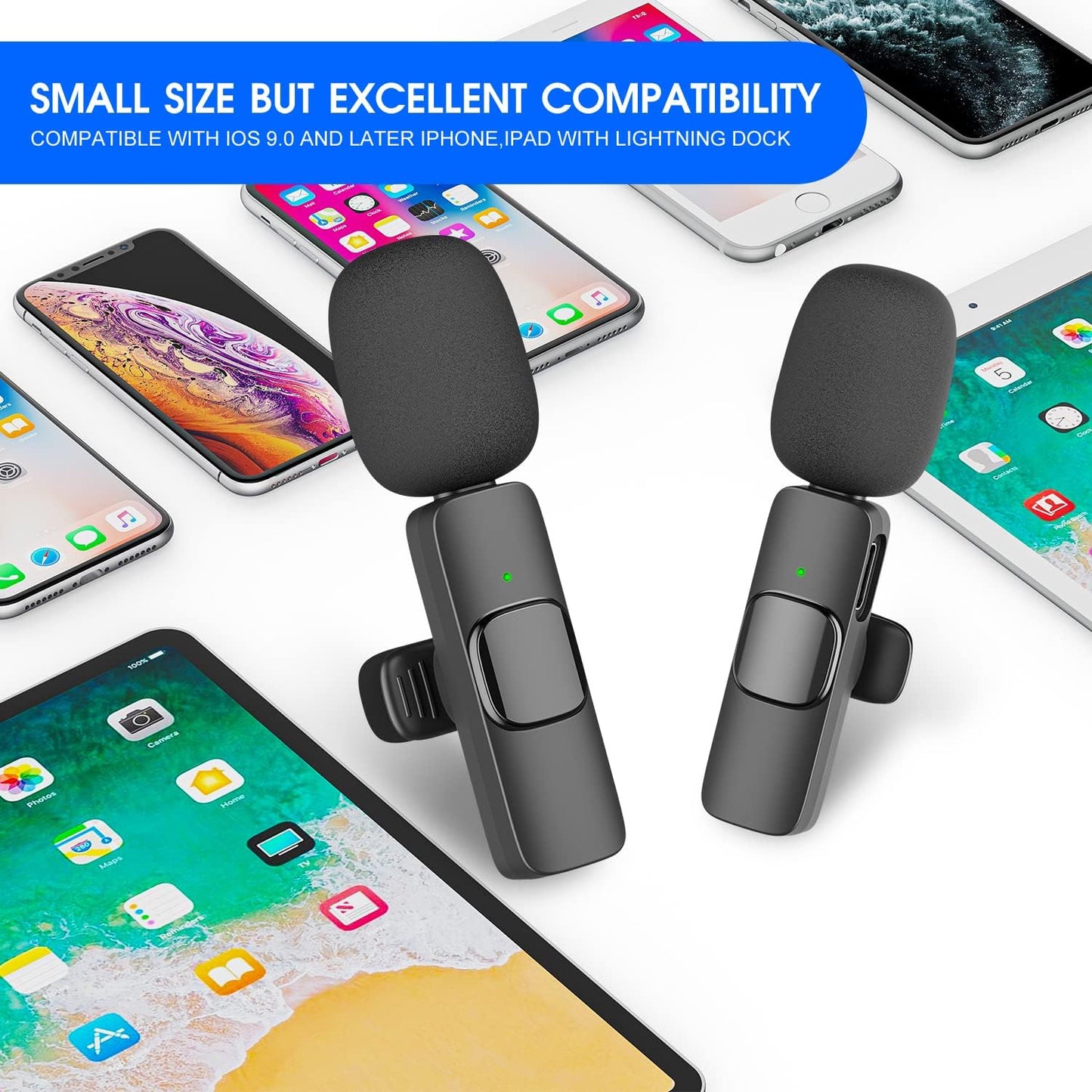 Two-Pack Wireless Microphones for iPhone and iPad