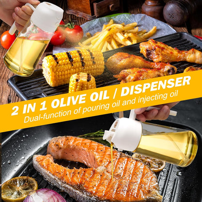 2-Pack Oil Dispenser & Sprayer Bottles – Refillable, Easy-Spray for Cooking