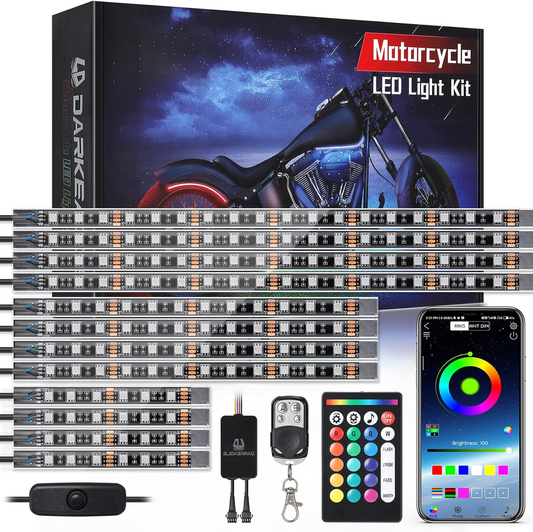 12-Piece Motorcycle LED Light Kit with Brake Light and Turn Signals