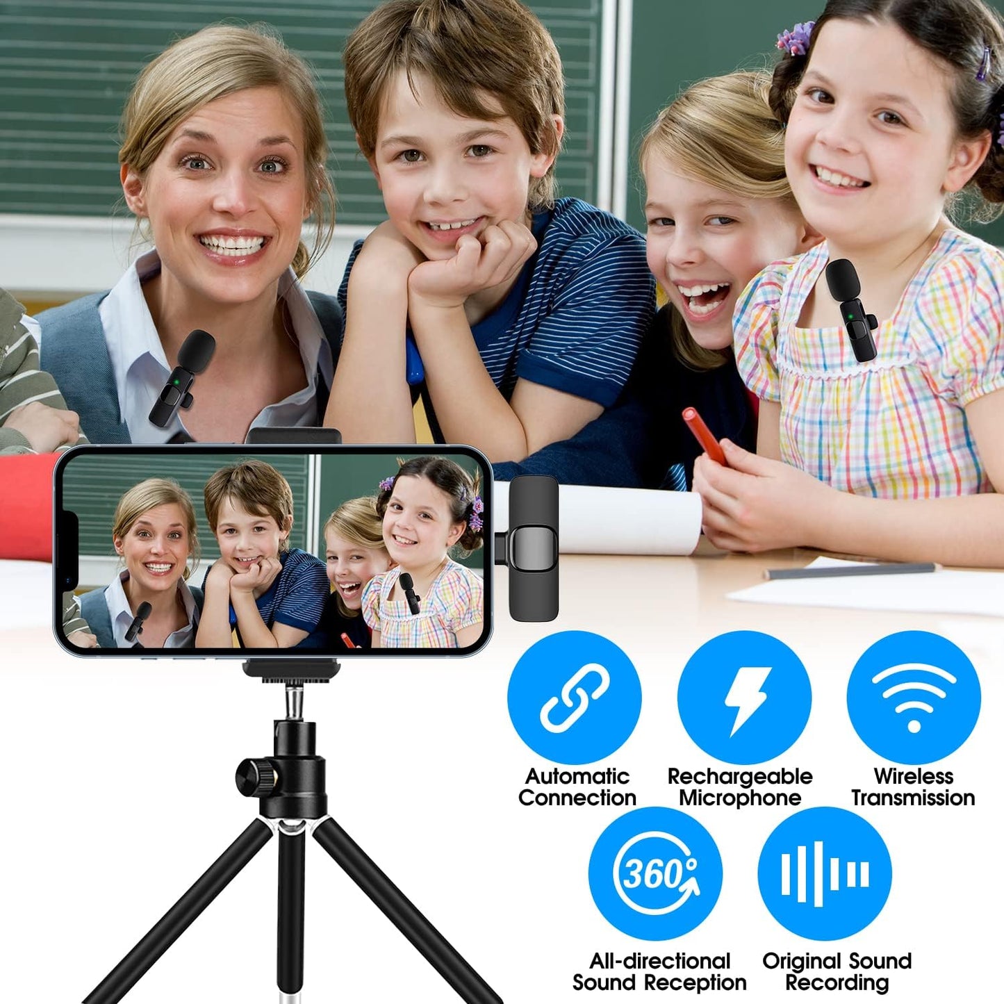 Two-Pack Wireless Microphones for iPhone and iPad