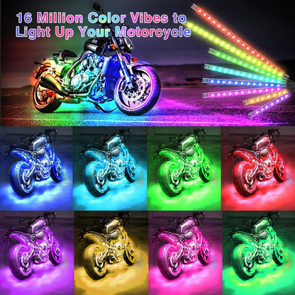 12-Piece Motorcycle LED Light Kit with Brake Light and Turn Signals