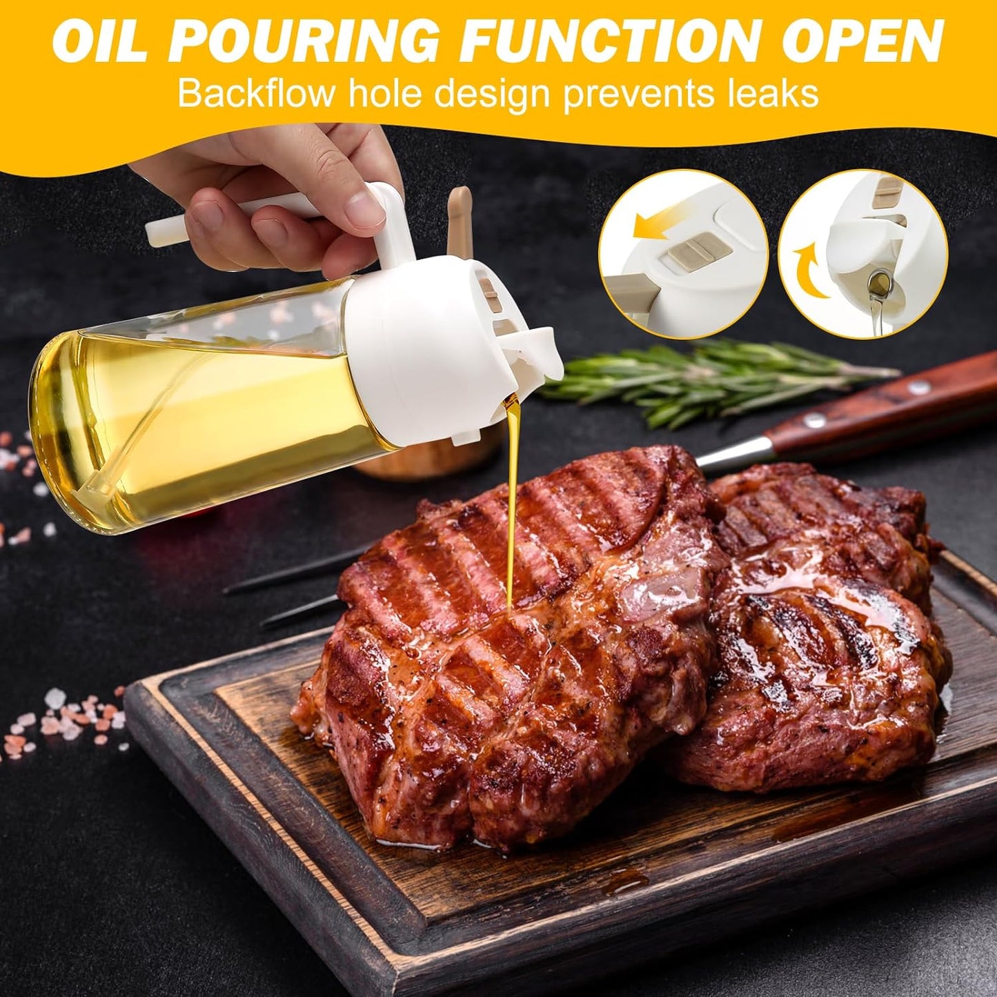 2-Pack Oil Dispenser & Sprayer Bottles – Refillable, Easy-Spray for Cooking