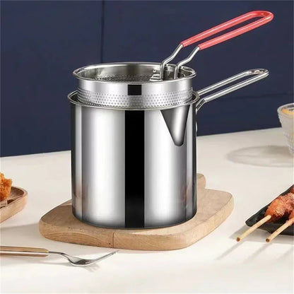 1.2L Deep Fryer Pot with Strainer – Perfect for Crispy Frying