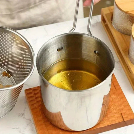 1.2L Deep Fryer Pot with Strainer – Perfect for Crispy Frying