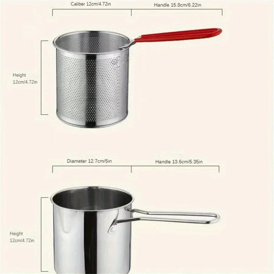 1.2L Deep Fryer Pot with Strainer – Perfect for Crispy Frying