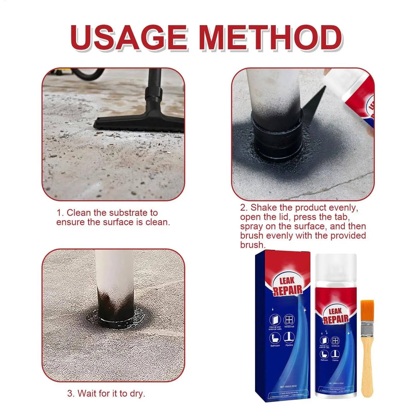 2-Pack Leak Repair Waterproof Sealant Spray – All-Purpose Sealant