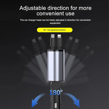 120W Retractable Car Charger - High-Power In-Car Charging with a Tangle-Free Cord