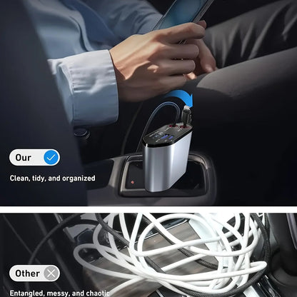 120W Retractable Car Charger - High-Power In-Car Charging with a Tangle-Free Cord