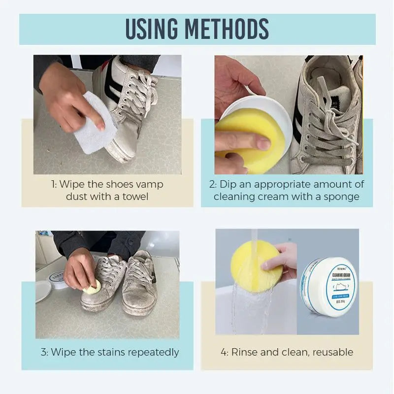 100g White Shoes Cleaner - All-Purpose Cleansing Cream for Bright, Spotless Shoes