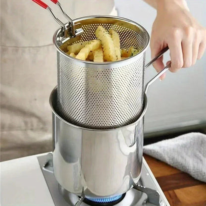 1.2L Deep Fryer Pot with Strainer – Perfect for Crispy Frying