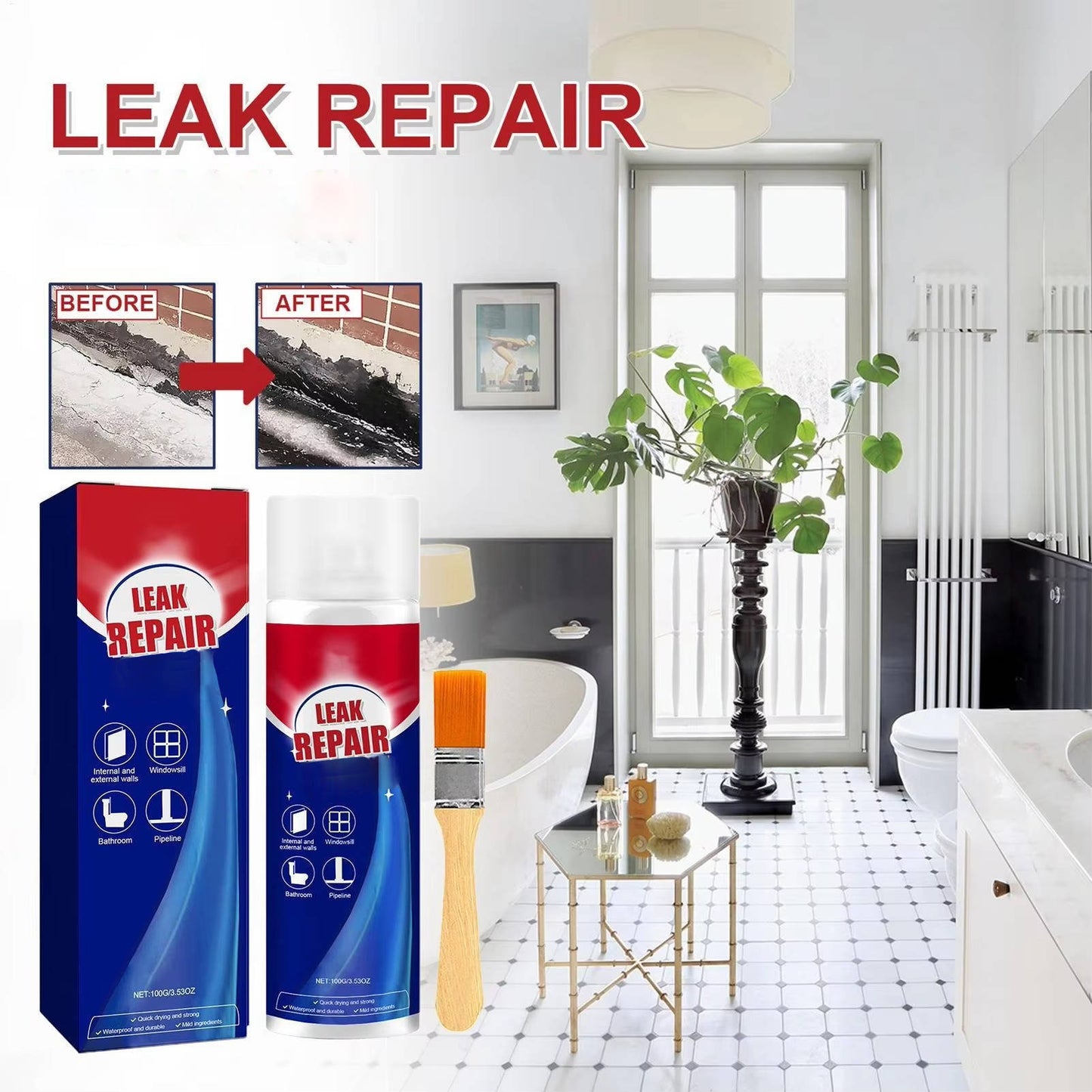 2-Pack Leak Repair Waterproof Sealant Spray – All-Purpose Sealant