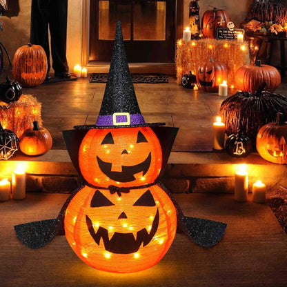 2-Pack 3-Foot Collapsible Lighted Halloween Pumpkin Garden Decor for Indoor/Outdoor Use