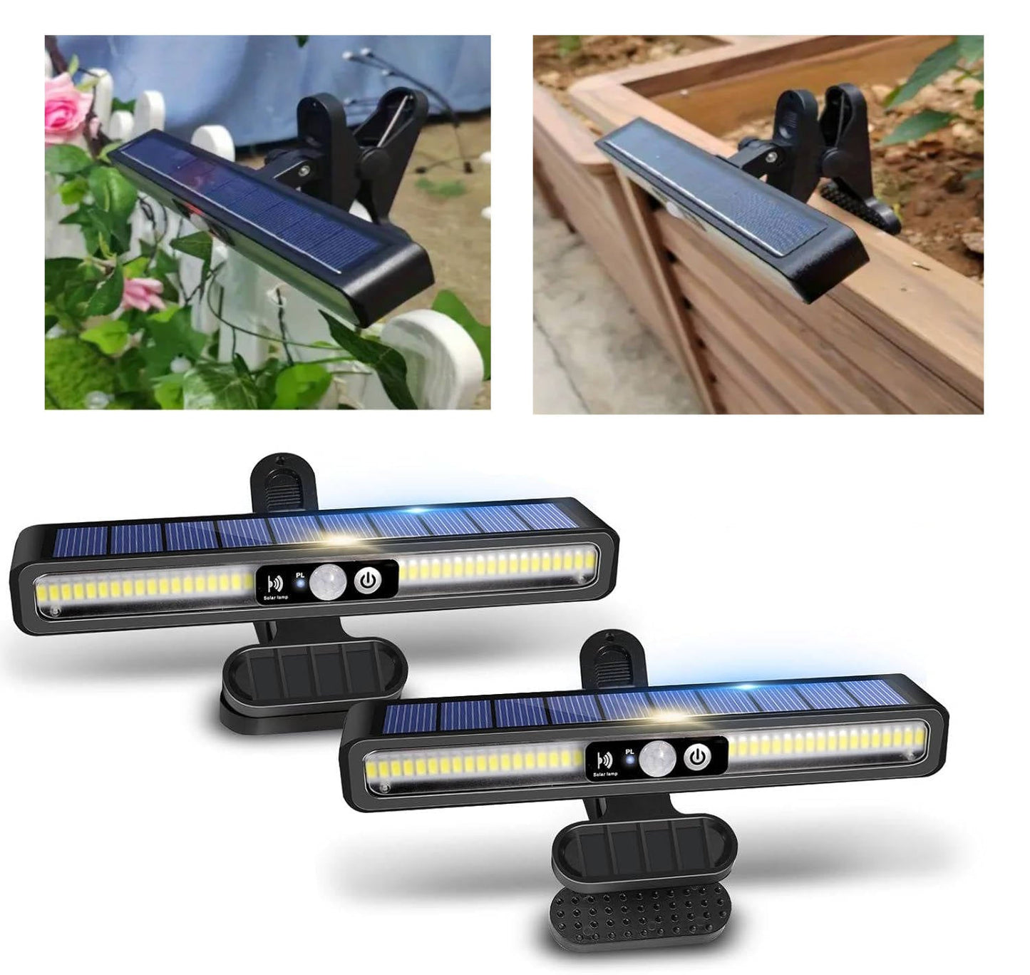 2-Pack Portable Solar Fence Lights for Bright Outdoor Illumination