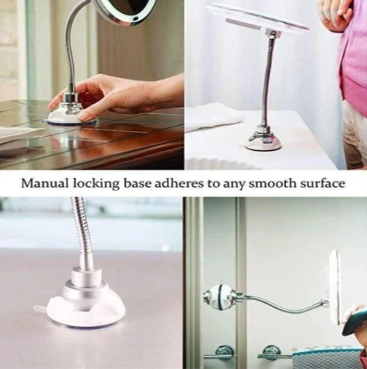 10x Magnifying LED Lighted Flexible Mirror with Adjustable Neck – Sleek Vanity for Precision Grooming