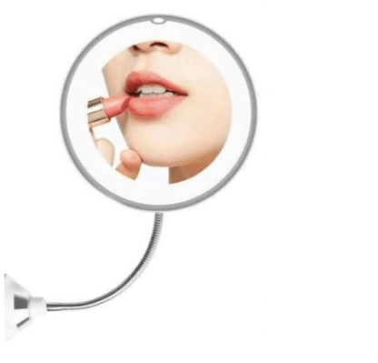 10x Magnifying LED Lighted Flexible Mirror with Adjustable Neck – Sleek Vanity for Precision Grooming