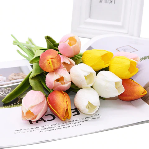 Set of 10 Realistic Artificial Tulips