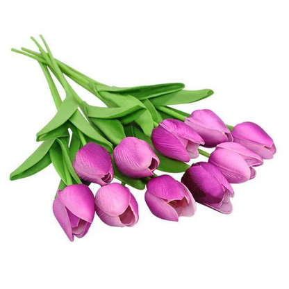 Set of 10 Realistic Artificial Tulips