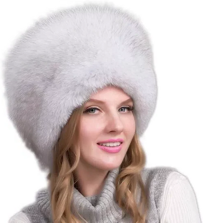 100% Natural Fox Fur Hat for Women - Thick, Warm Winter Earflap Cap with Earmuffs, Fashionable Fur Hat