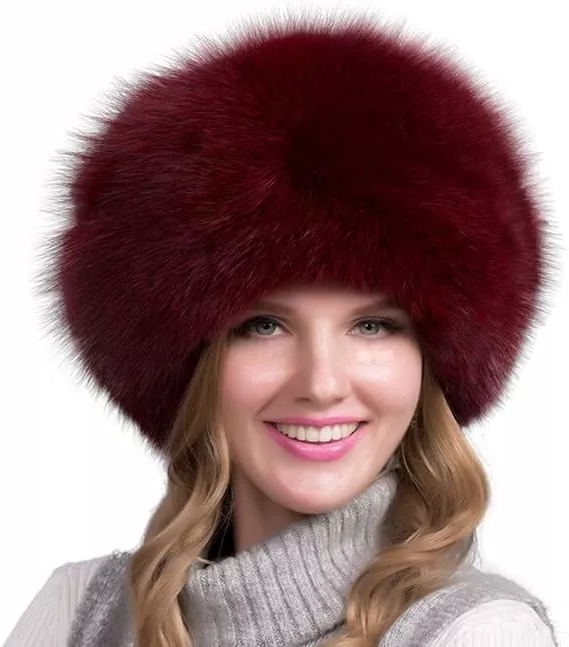 100% Natural Fox Fur Hat for Women - Thick, Warm Winter Earflap Cap with Earmuffs, Fashionable Fur Hat